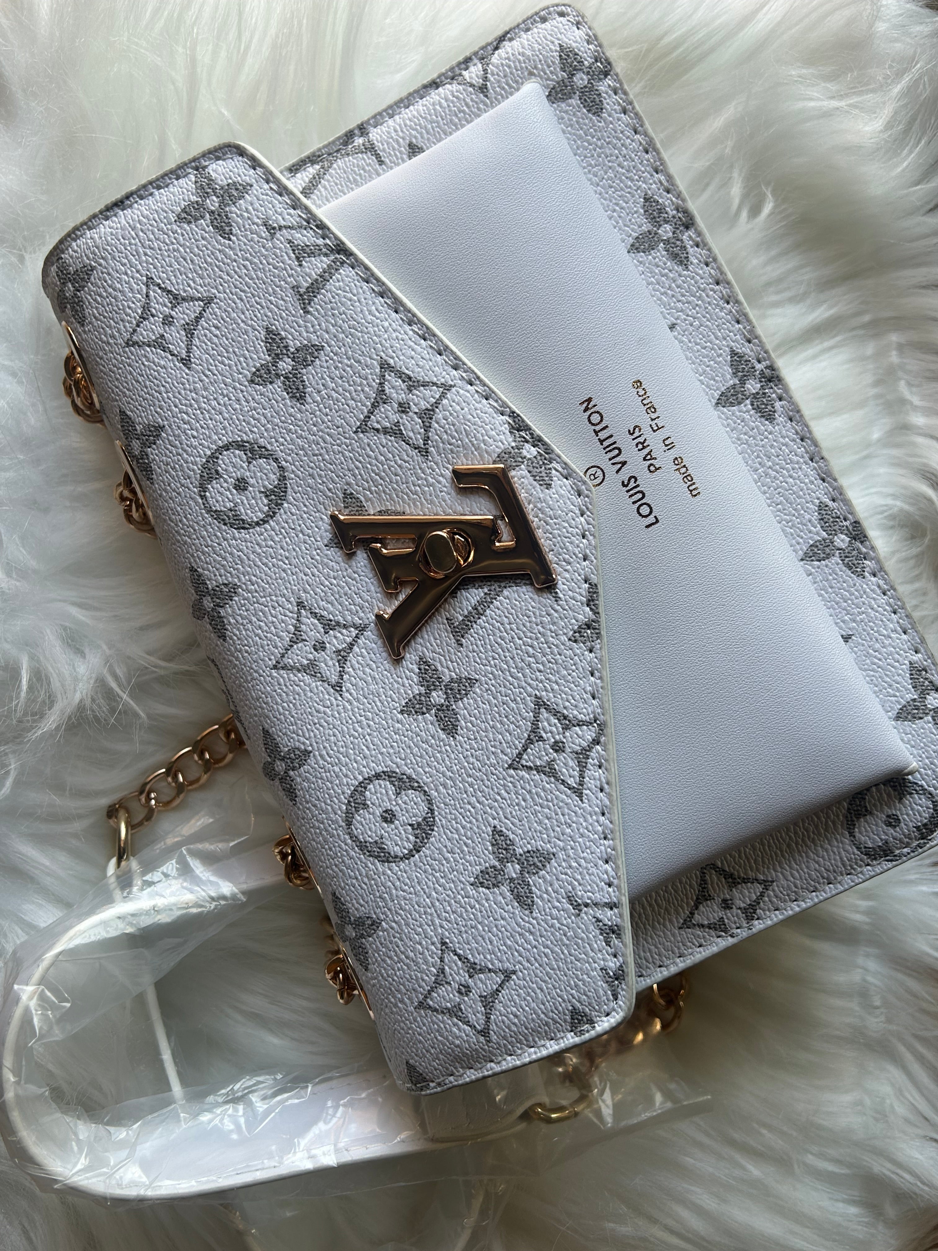 White and Grey LV Bag